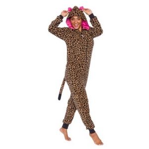 FUNZIEZ! Leopard Slim Fit Women's Novelty Union Suit - Leopard Black, Large